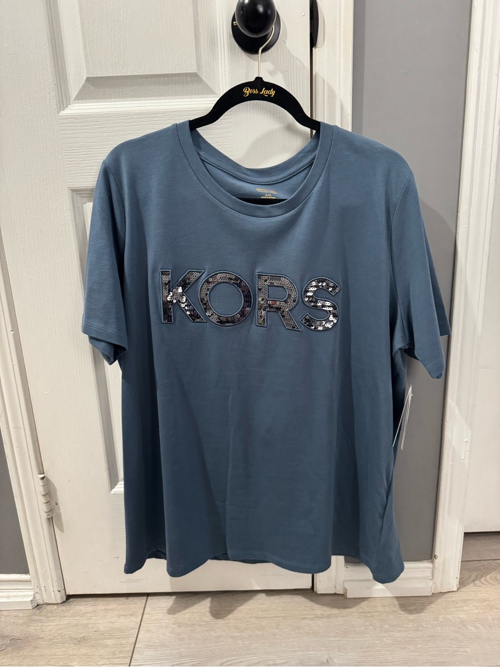 Michael Kors Women’s Dusty Blue Sequin KORS Tee